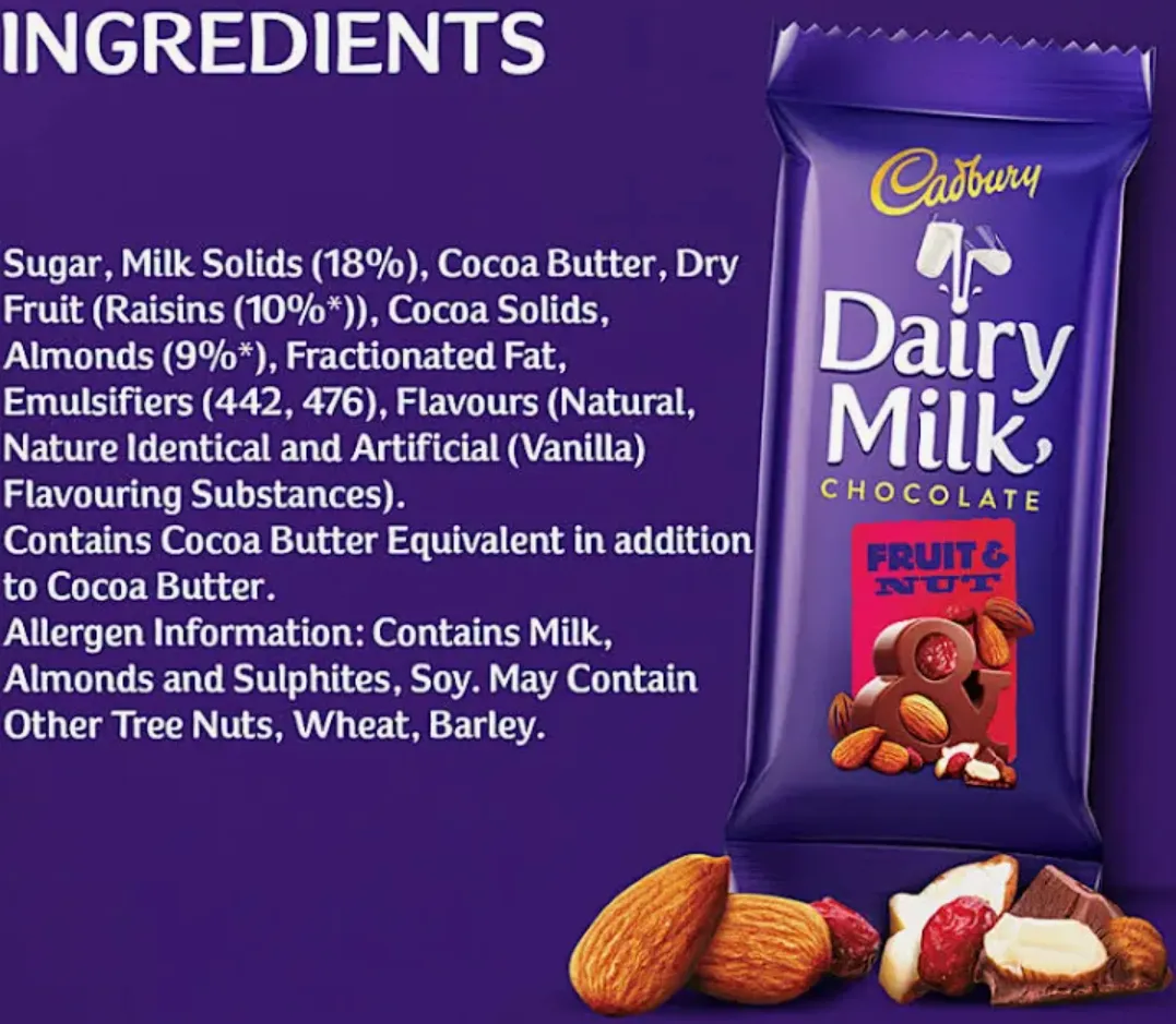 Dairy milk fruits nd nut's MRP 49